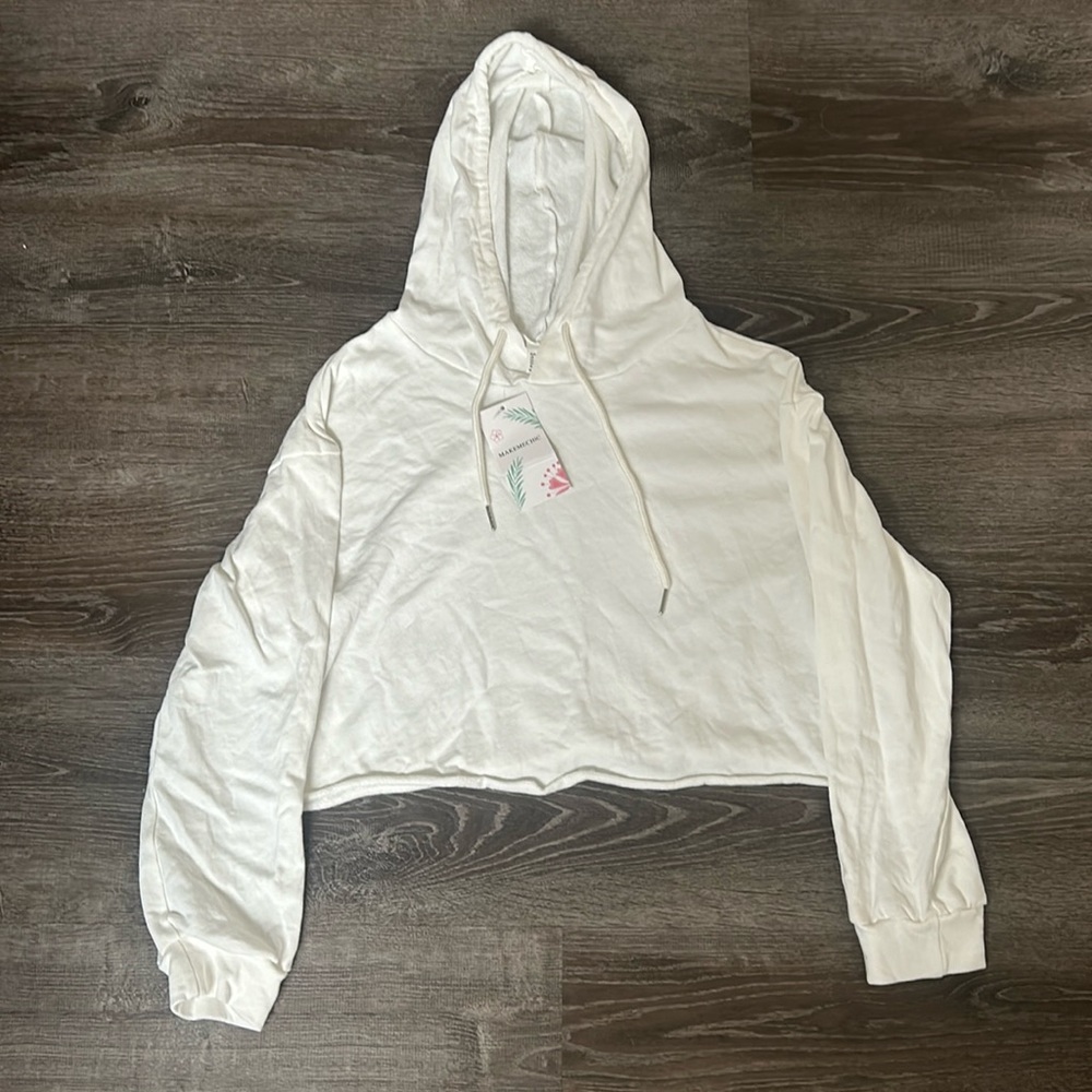 Womens Cropped Hoodie Crop Top Sweatshirts for Women Sweater Casual SZ M